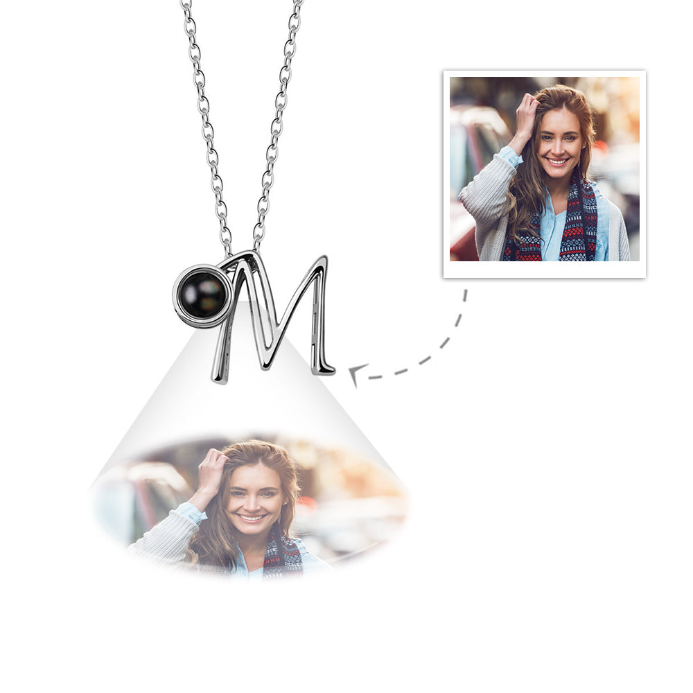 A-Z 26 Letters Custom Projection Necklace 925 Sterling Silver