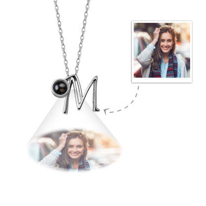 A-Z 26 Letters Custom Projection Necklace 925 Sterling Silver