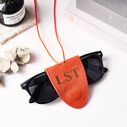Personalized Leather Magnetic Glasses Clip Lanyard Birthday Gift for Travel Lover