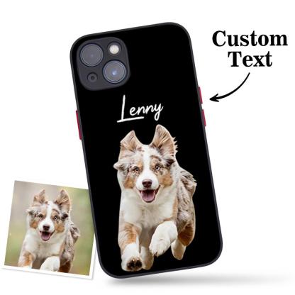 Custom Pet Photo Green iPhone Case with Text Protective Phone Case