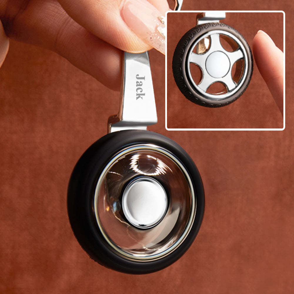 Custom Name Spinning Tire Keychain Gifts for Him