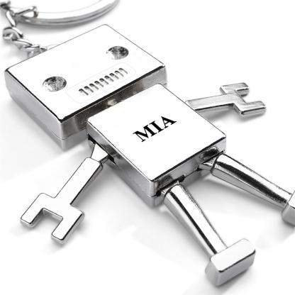 Custom Text Robot Charm Keychain Personalized Keychain Funny Gift