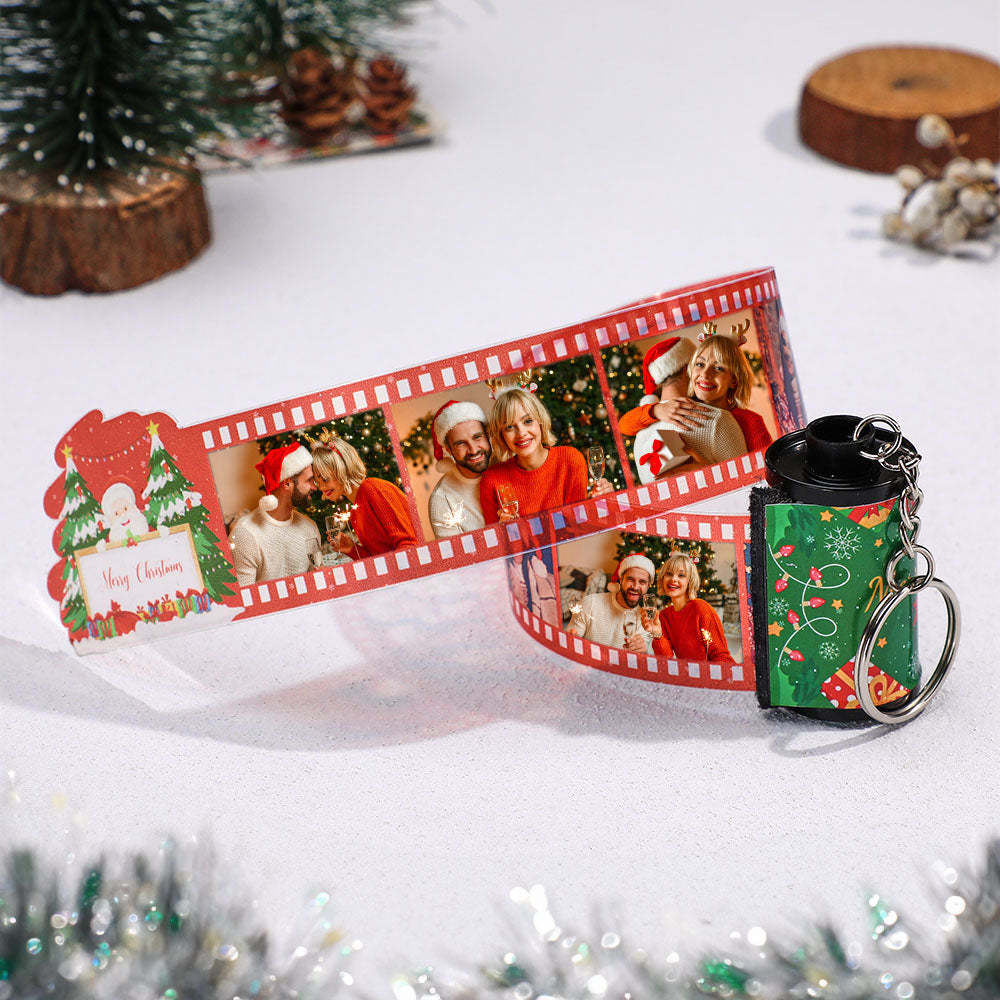 Custom Photo Film Keychain Merry Chrismas Gift for Couple