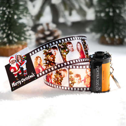 Custom Face Film Roll Keychain Memorial Camera Keychain Christmas Day Gift For Couples