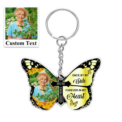 Personalized Butterfly Keychain Once By My Side Forever In My Heart Cross Keychain Memorial Gift