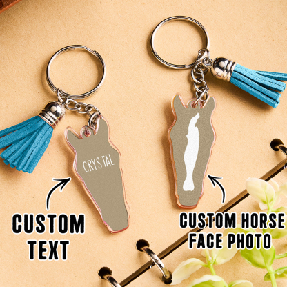 Personalized Horse Facial Acrylic Keychain with Text and Tassel Keychain Gift for Horse Lover