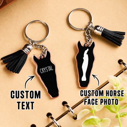 Personalized Horse Facial Acrylic Keychain with Text and Tassel Keychain Gift for Horse Lover