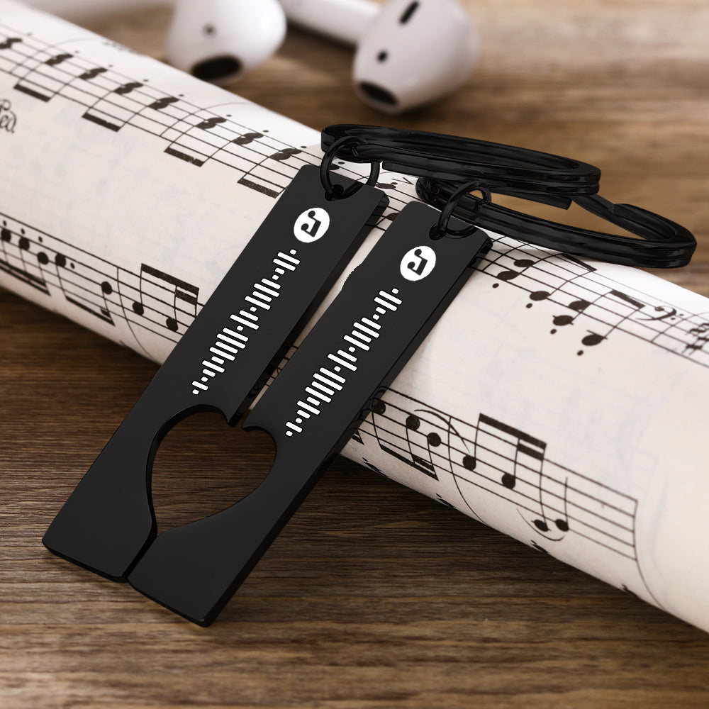 Scannable Custom Music Code Keychain 2pcs a Set