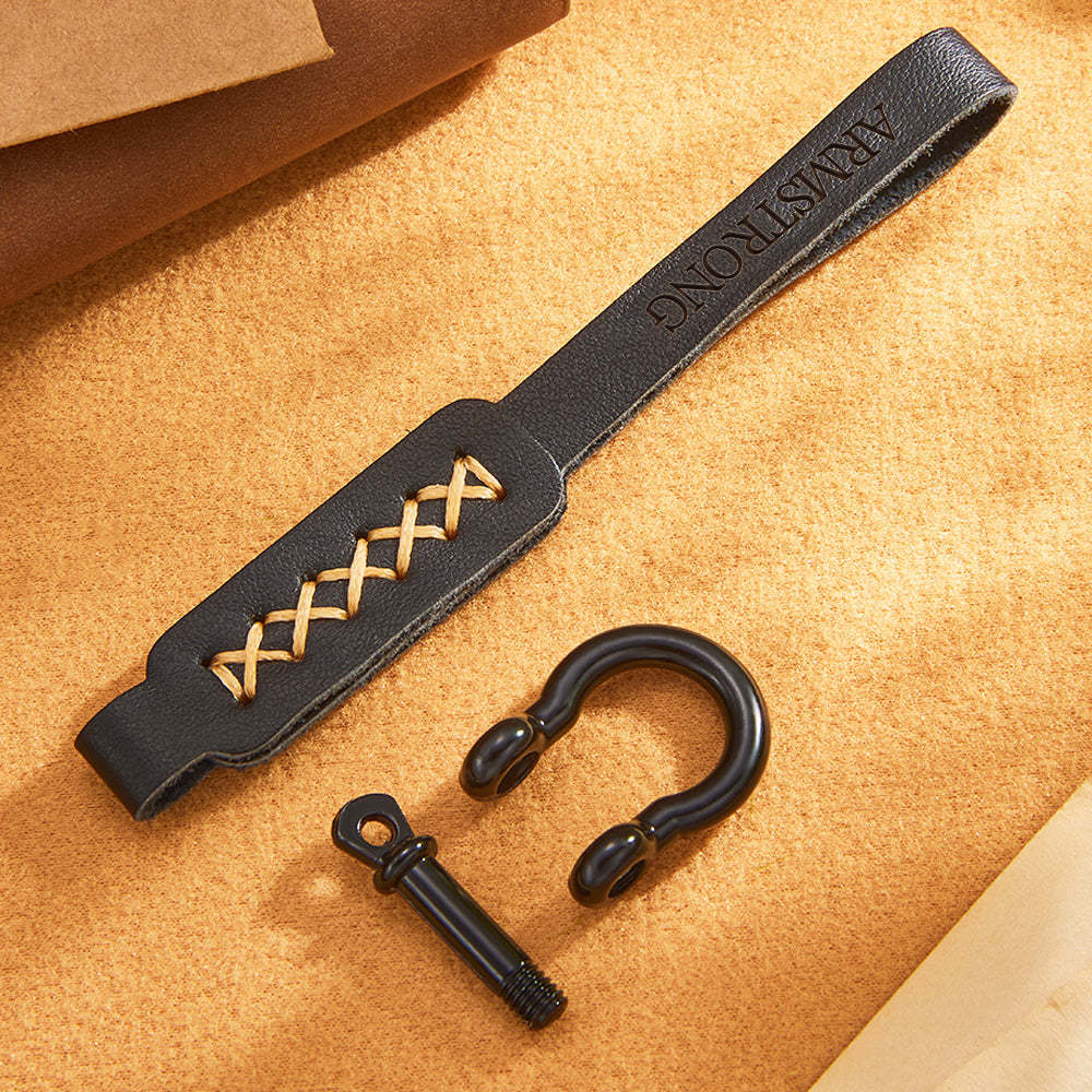 Custom Engraved Keychain Leather Car Keychain Men's Gifts