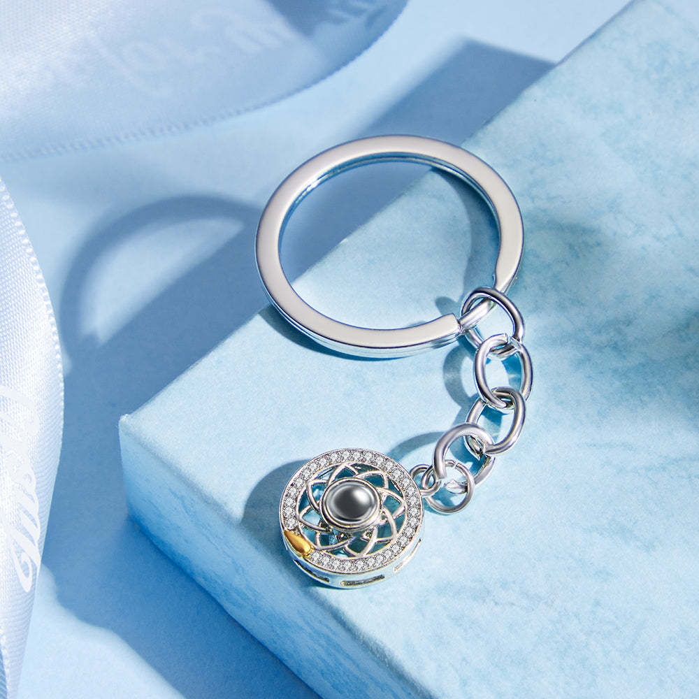 Custom Photo Projection Keychain Sun and Moon Couple Commemorative Gifts