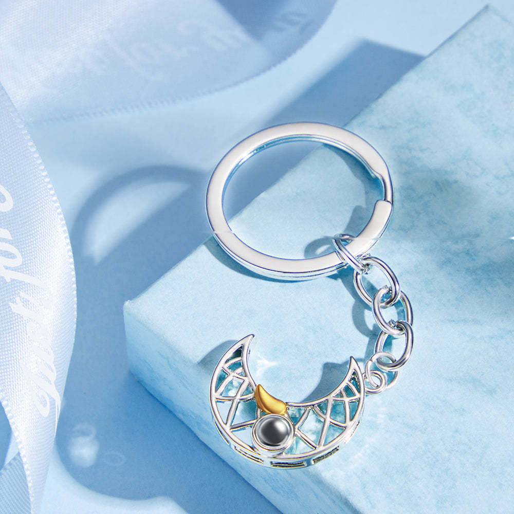 Custom Photo Projection Keychain Sun and Moon Couple Commemorative Gifts