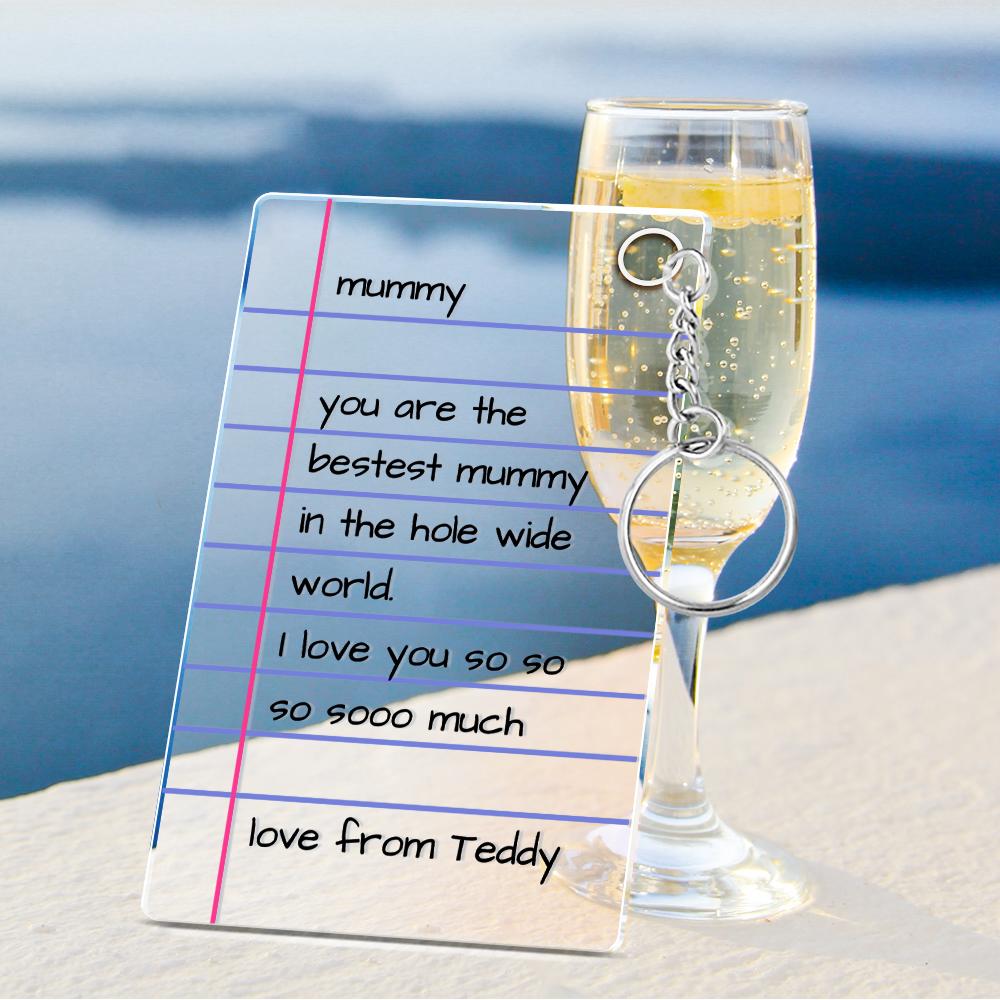 Custom Square Keychain Text Message I Love You Mother's Day Gift