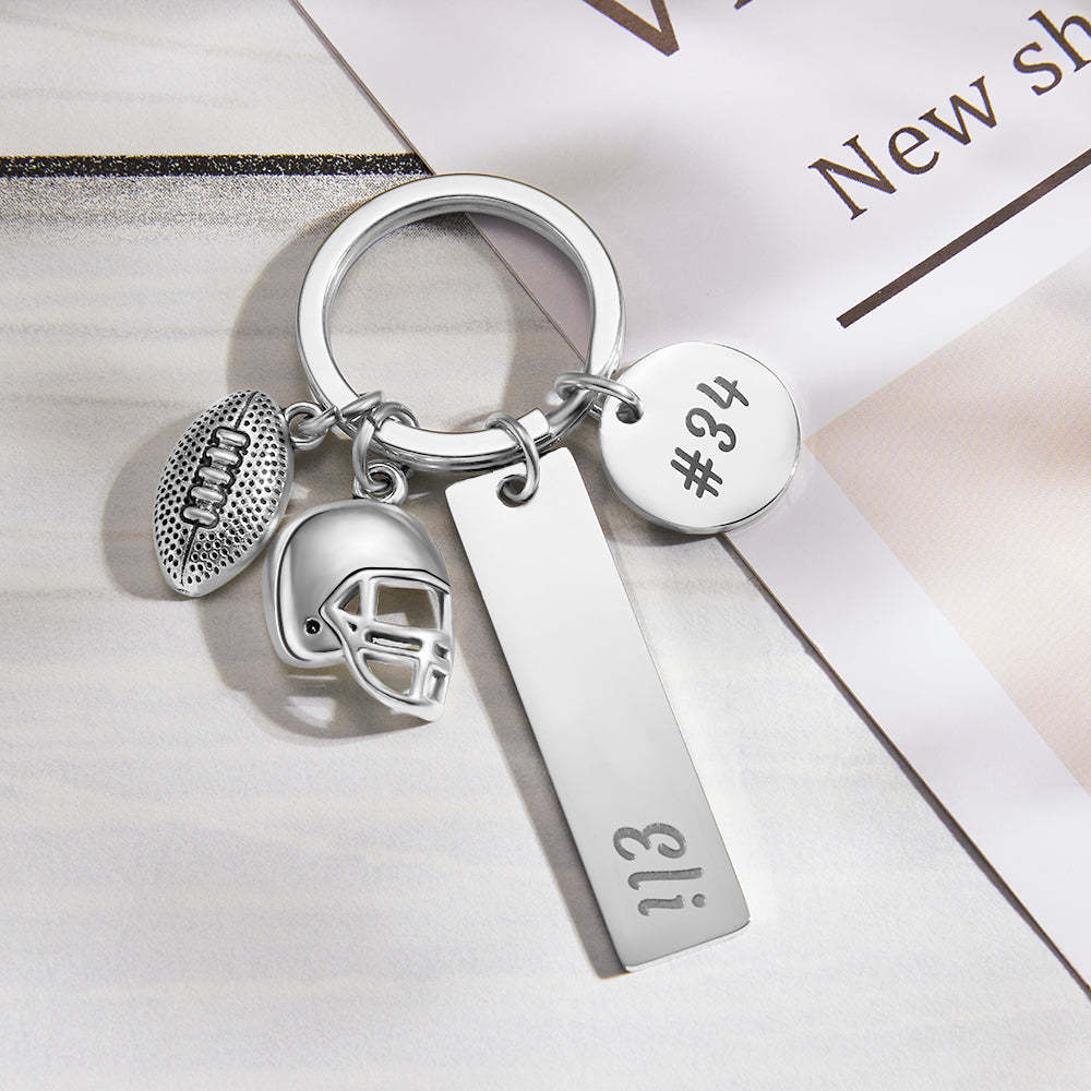 Custom Engraved Keychain Hand Stamped Football Keychain Creative Gift