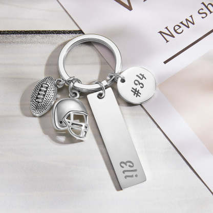 Custom Engraved Keychain Hand Stamped Football Keychain Creative Gift