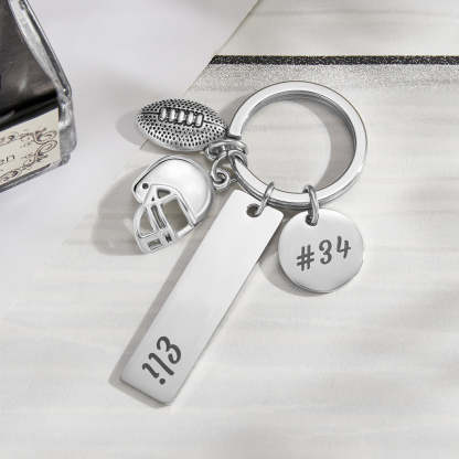 Custom Engraved Keychain Hand Stamped Football Keychain Creative Gift