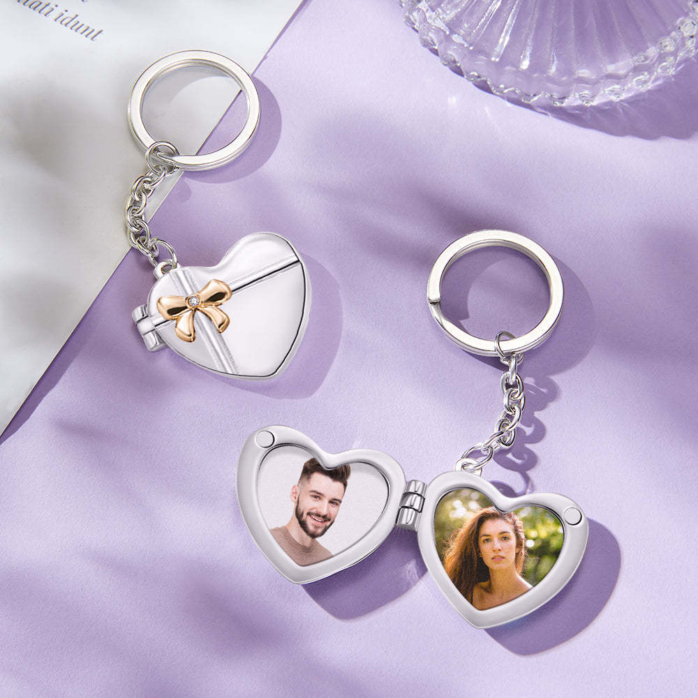 Custom Photo Keychain Double Photo Frame Heart-shaped Keychain Commemorative Gift