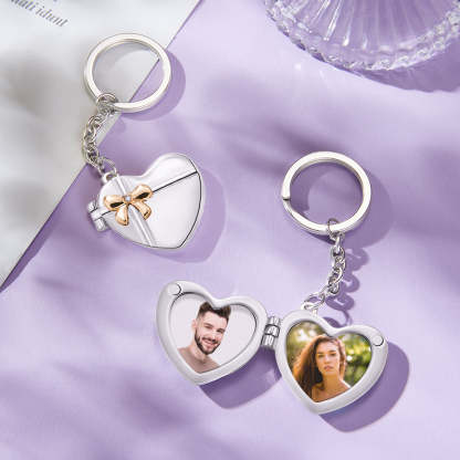 Custom Photo Keychain Double Photo Frame Heart-shaped Keychain Commemorative Gift