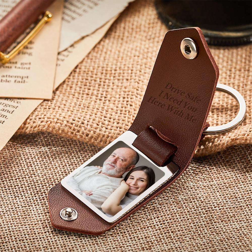 Father's Day Keychain Personalized Date Keychain with Photo Calendar Gifts for Dad