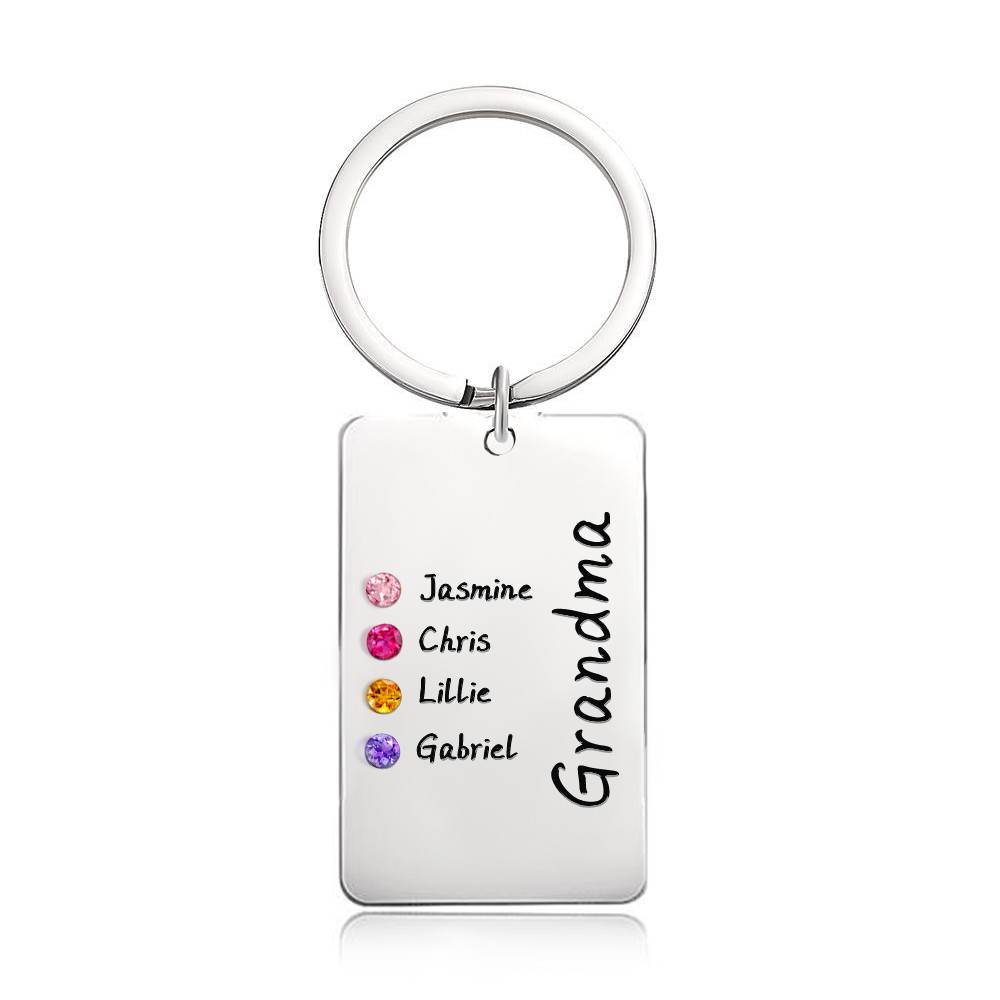 Personalized Birthstone Keychain Gift for Mom Grandma