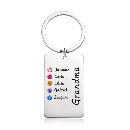 Personalized Birthstone Keychain Gift for Mom Grandma