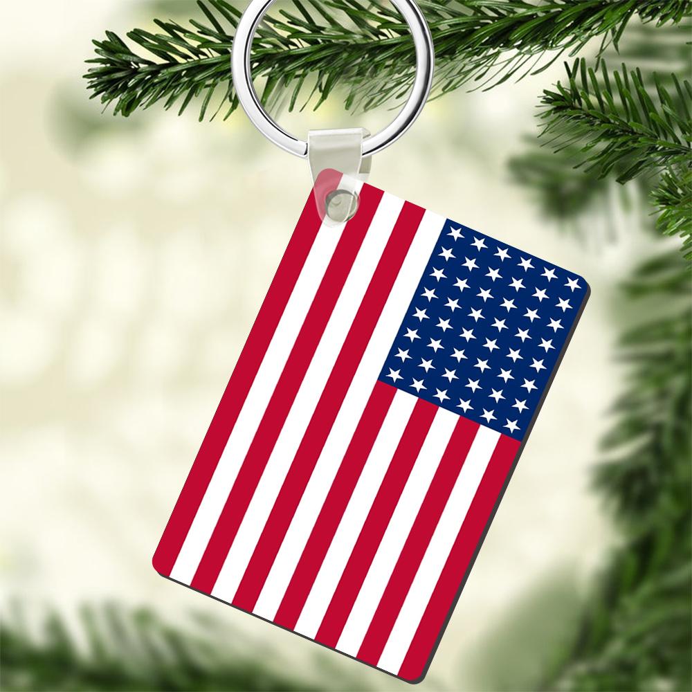 Personalized Keychain Chain USA American Flag Keyring for Womens Mens