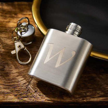 Personalized Mini Liquor Flask Keychain Custom Engraved Rectangle Hip Flask Gifts for Him