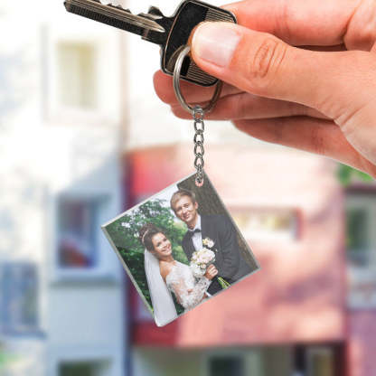Custom Double Sided Acrylic Calendar Keychain Personalized Photo Keychain Birthday Christmas Gift for Lover