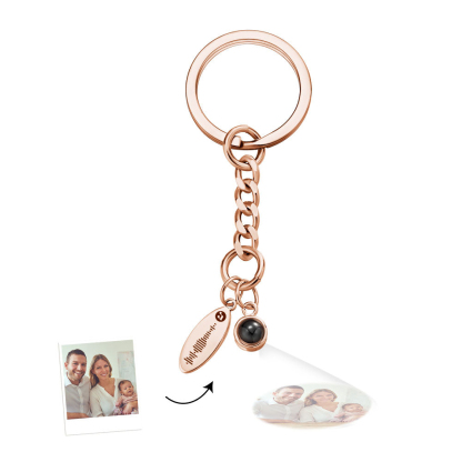 Custom Photo Projection Scannable Code Keychain Personalized Photo Music Keyring Anniversary Gifts