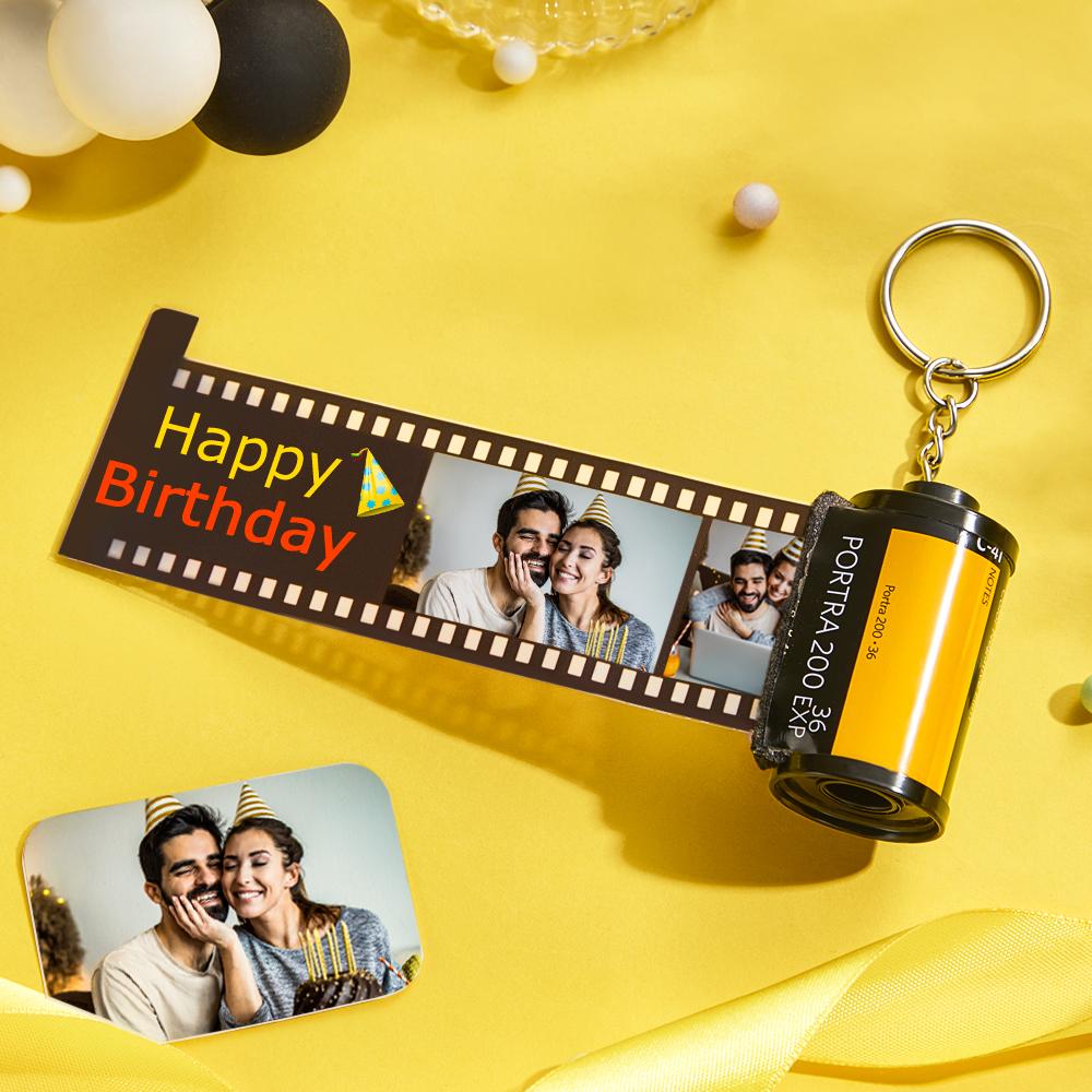 Best Birthday's Gifts Custom Photo Film Roll Keychain Yellow Camera Roll Keychain