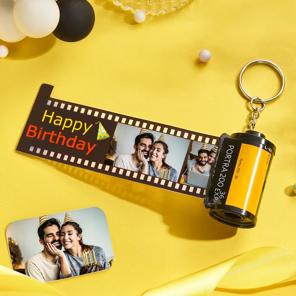 Best Birthday's Gifts Custom Photo Film Roll Keychain Yellow Camera Roll Keychain