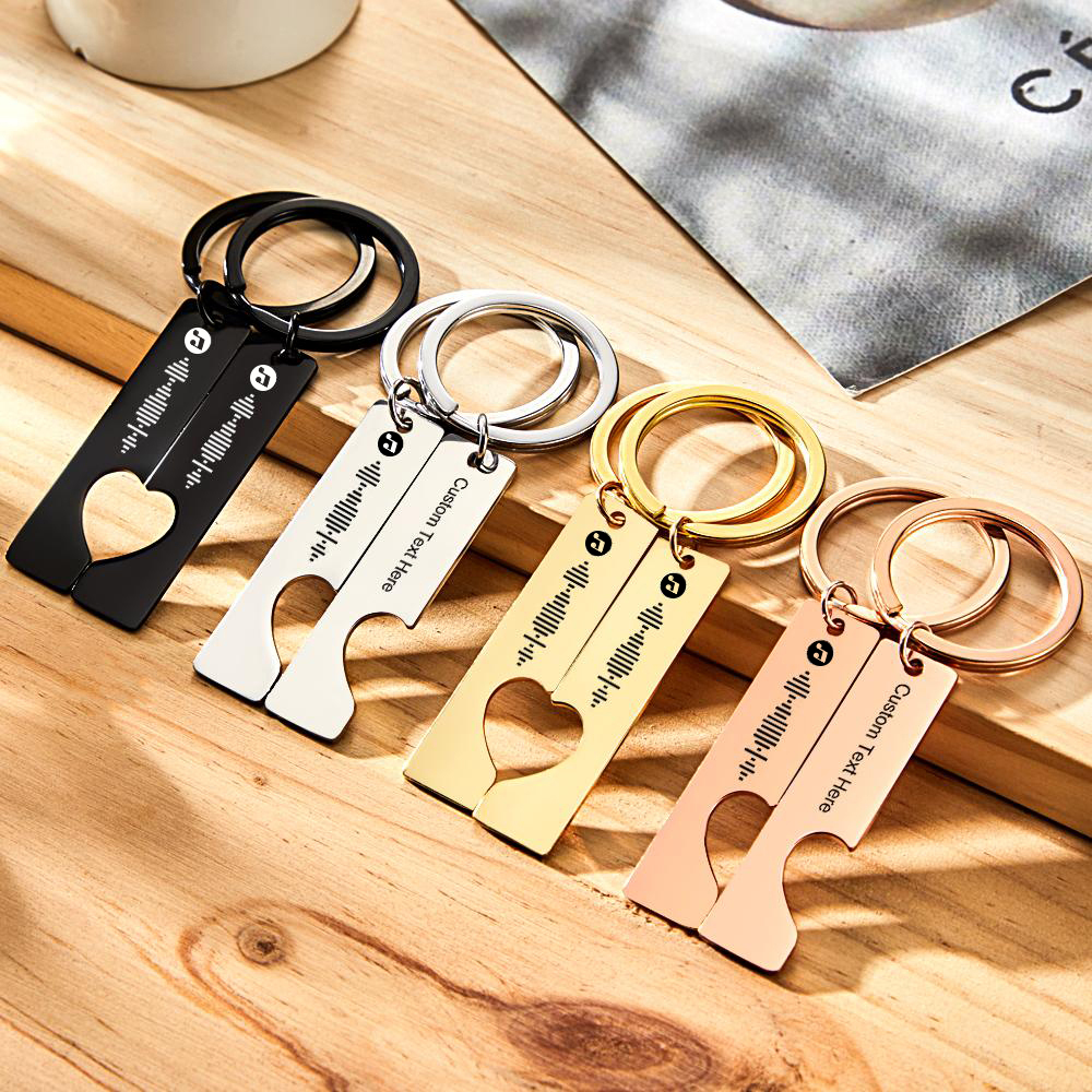 Best Gift For Friend 2 Personalized Music Code Keychain | Heart Cut Out Keychain