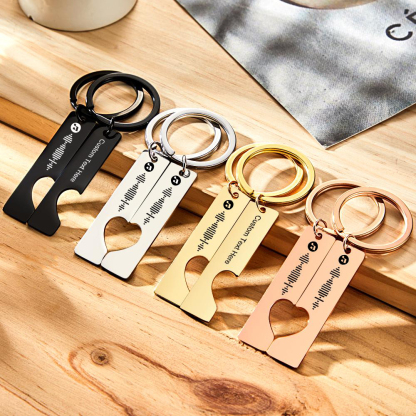 Best Gift For Friend 2 Personalized Music Code Keychain | Heart Cut Out Keychain
