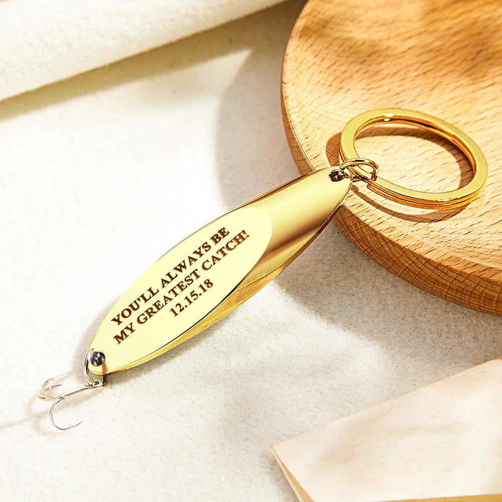 Custom Engraved Keychain Fish Hook Gifts for Him