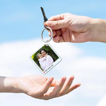 Custom Photo Engraved Keychain Double Sided Photo Keychain Gift  for Mom