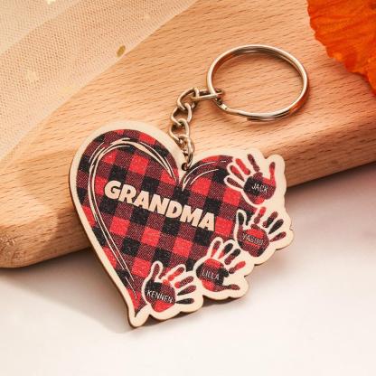 Personalized Kids Name Keychain Custom Engraved Hands Wooden Keychain