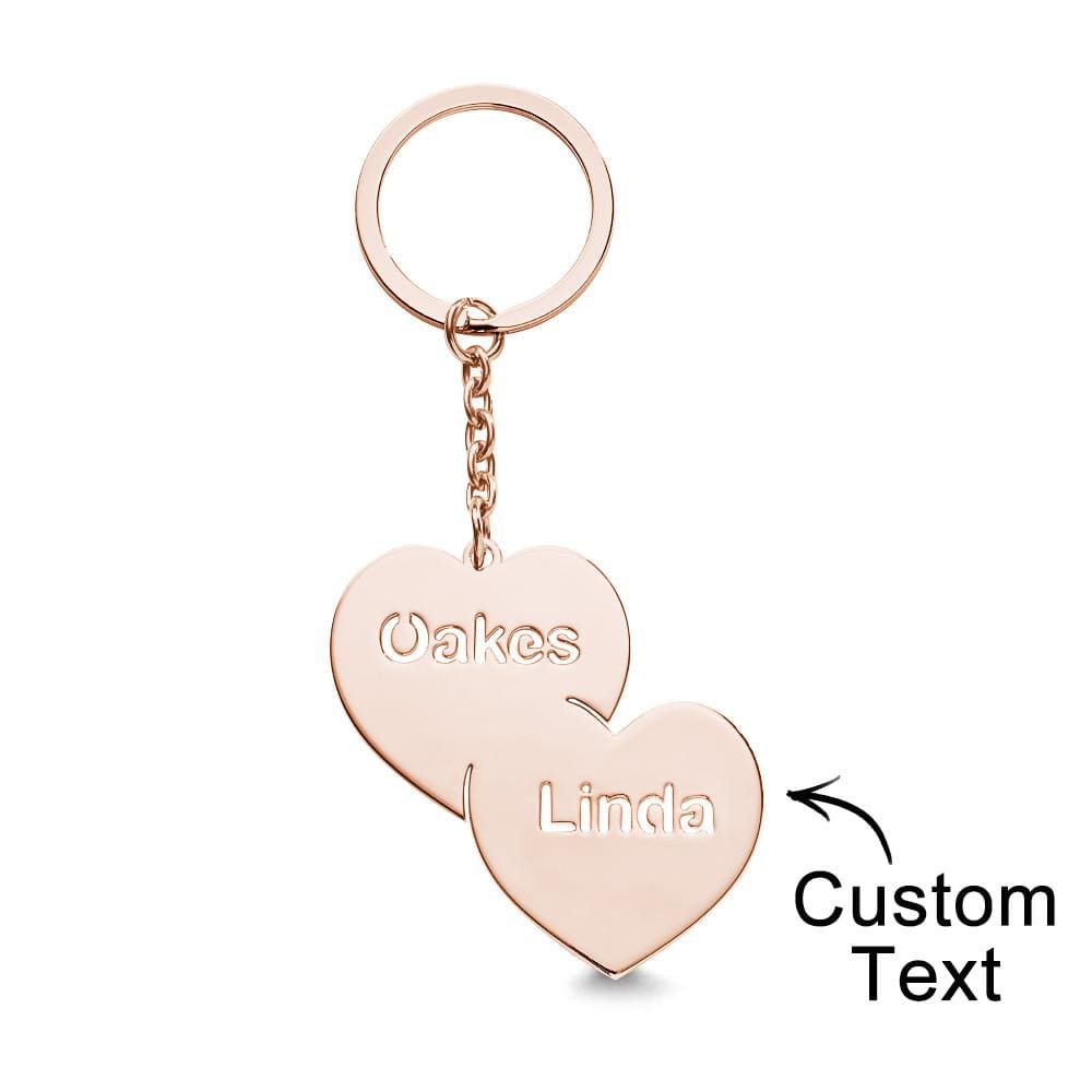 Personalized Name Double Hearts Keychain Creative Love Keychain For Couples