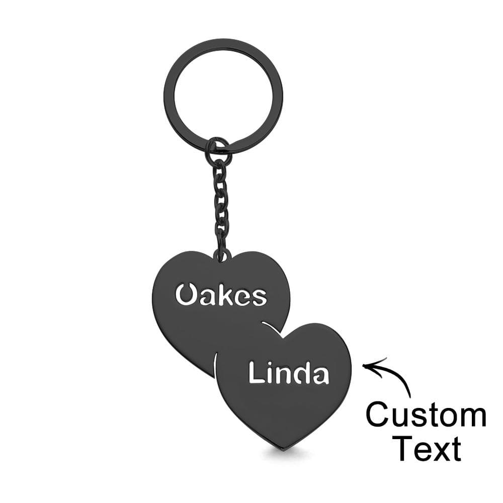 Personalized Name Double Hearts Keychain Creative Love Keychain For Couples