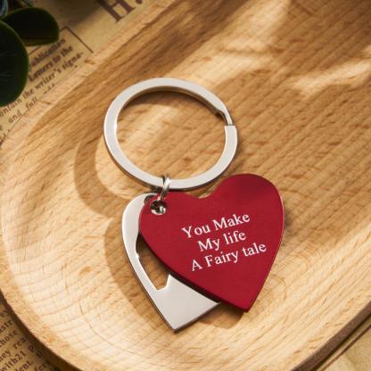 Two Hearts are Better Than One Personalized Layered Cut Out Heart Keychain Engraved Keychain Gift for Love