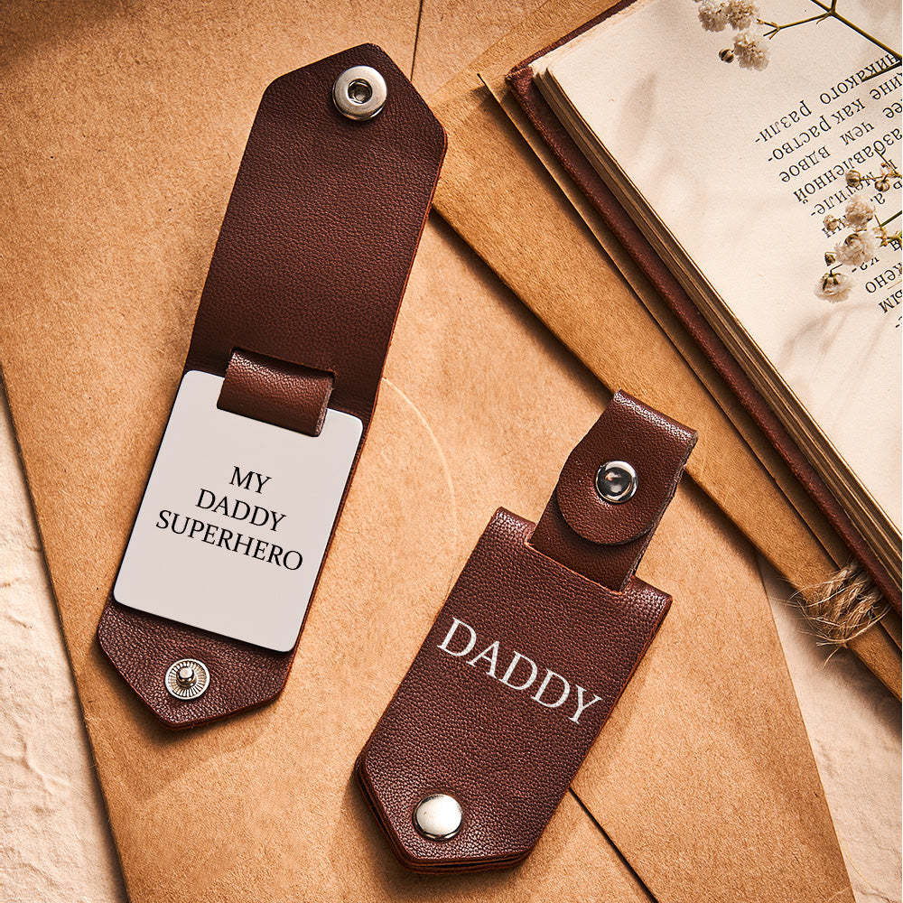 Gift For Him Leather Keychain Custom Keychain My Daddy Super Hero Father's Day