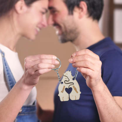 Personalized Couple Matching Keychain Custom Matching Bear Keychain Valentine's Day Gifts for Lover