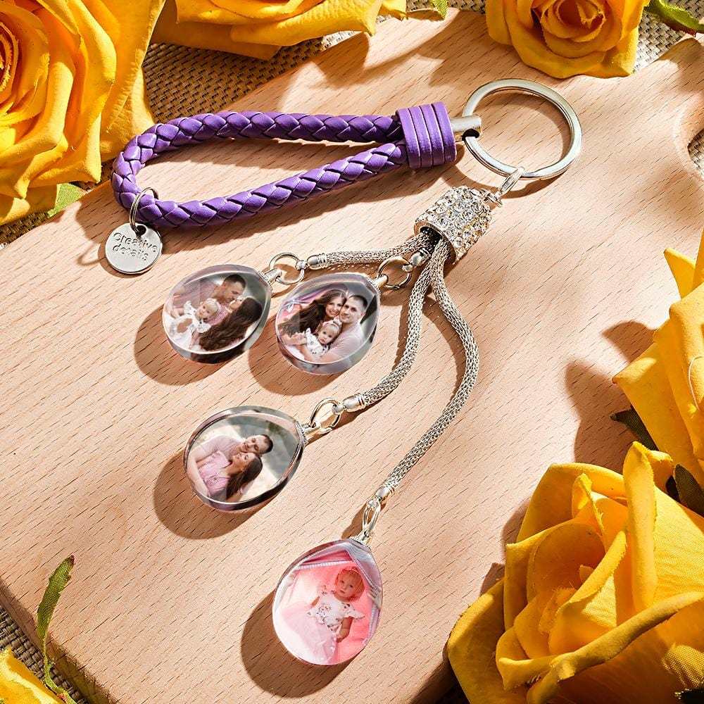 Custom Photo Keychain Diamond Inlaid Crystal Keychain Unique Gifts