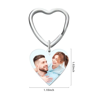 Engraved Keychain with Photo Gifts for Mom with Heart 3 Colors