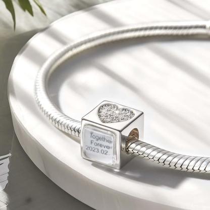 Custom Photo Engraved Charm Square Heart Diamond Romantic Gifts
