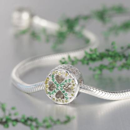 Green Four-leaf Clover Custom Photo Charm