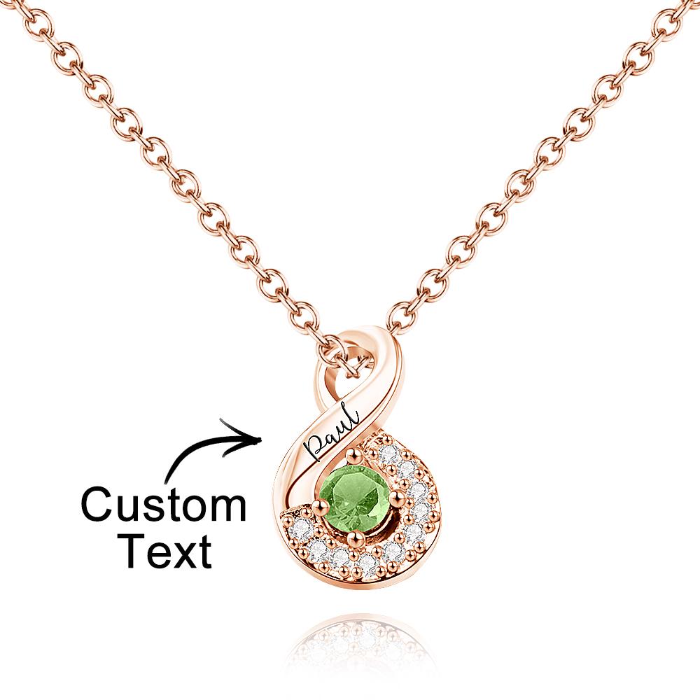 Custom Engraved Birthstone Necklace Infinity Creative Gifts