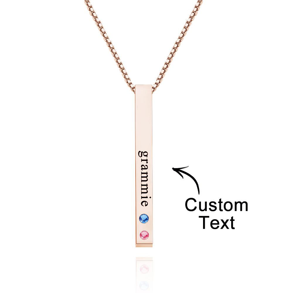 Custom Engraved Birthstone Necklace Bar Simple Gifts