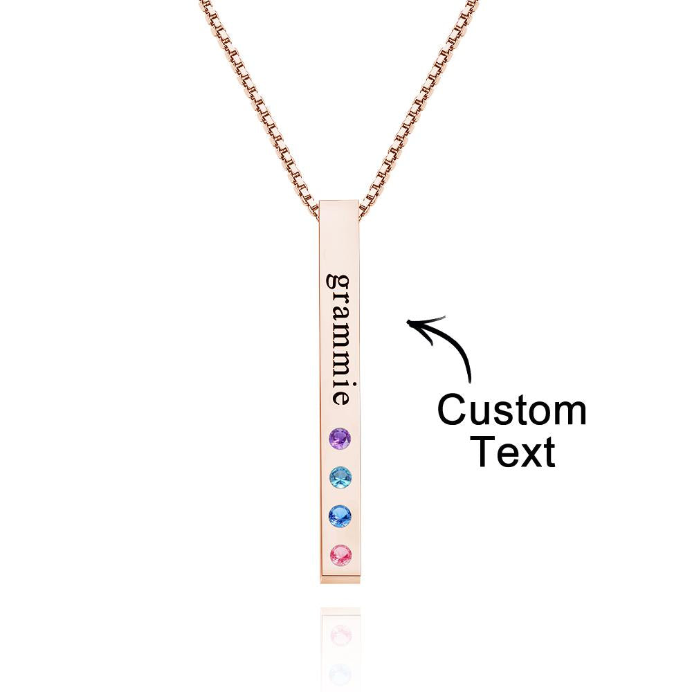 Custom Engraved Birthstone Necklace Bar Simple Gifts