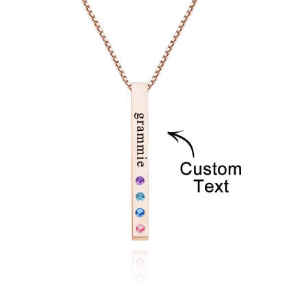 Custom Engraved Birthstone Necklace Bar Simple Gifts