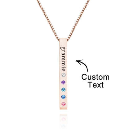 Custom Engraved Birthstone Necklace Bar Simple Gifts