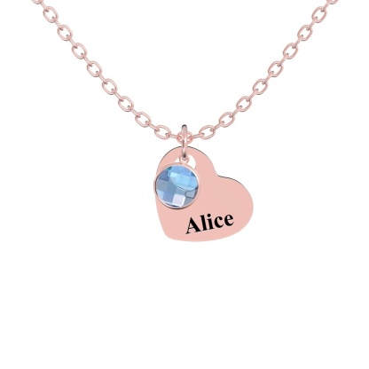 Custom Engraved Heart Pendant Necklace with Birthstones